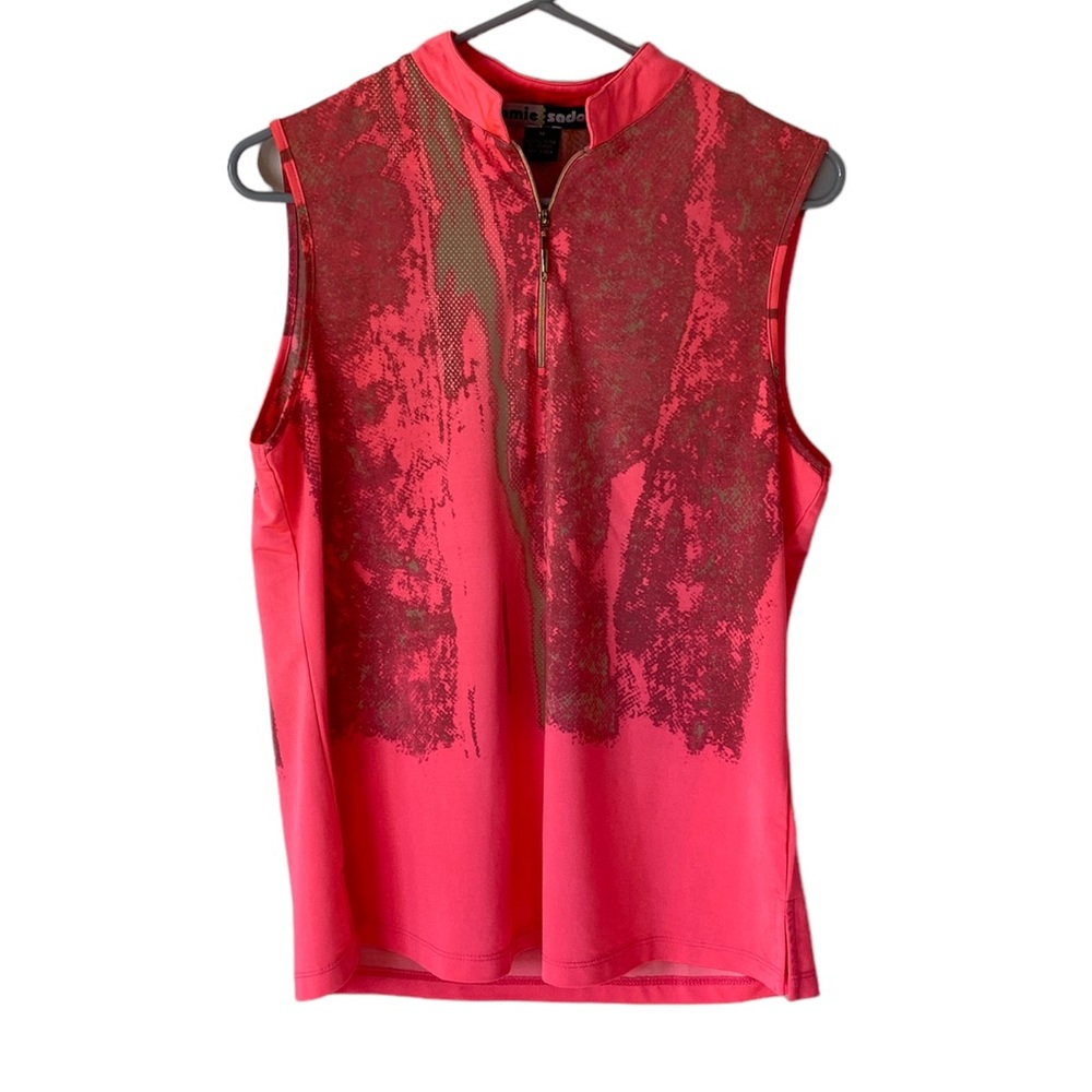 JAMIE SADOCK WOMEN 1/4 Zip Hot Pink Golf Athleisure Stretch Shirt Vest